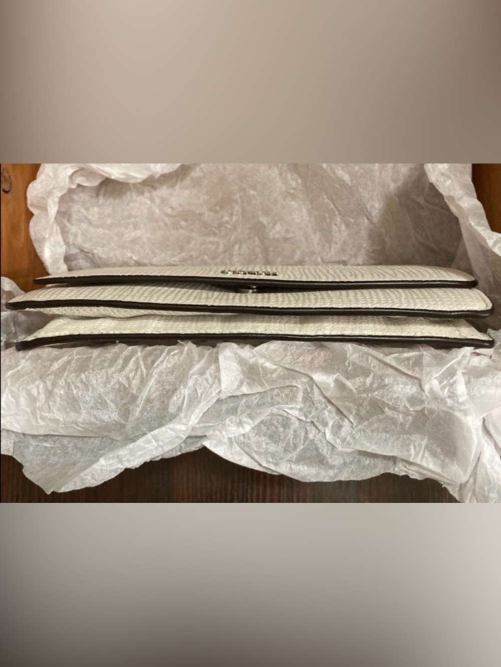 COACH Textured Leather Crossbody in Off-White with Silver Chain - Picture 3 of 3